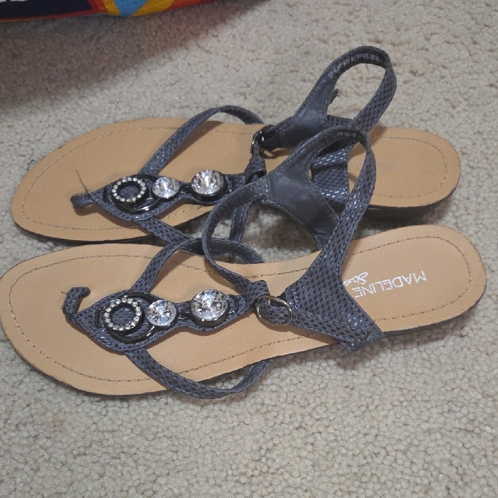 Madeline Stuart Charcoal Sandals with Crystal Embellishments - Picture 3 of 4